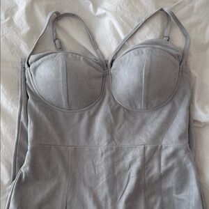 Carli Bybel x Missguided harness detail faux suede midi dress